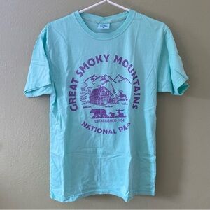 Envy Great Smoky Mountains Graphic Tee - Aqua and Purple